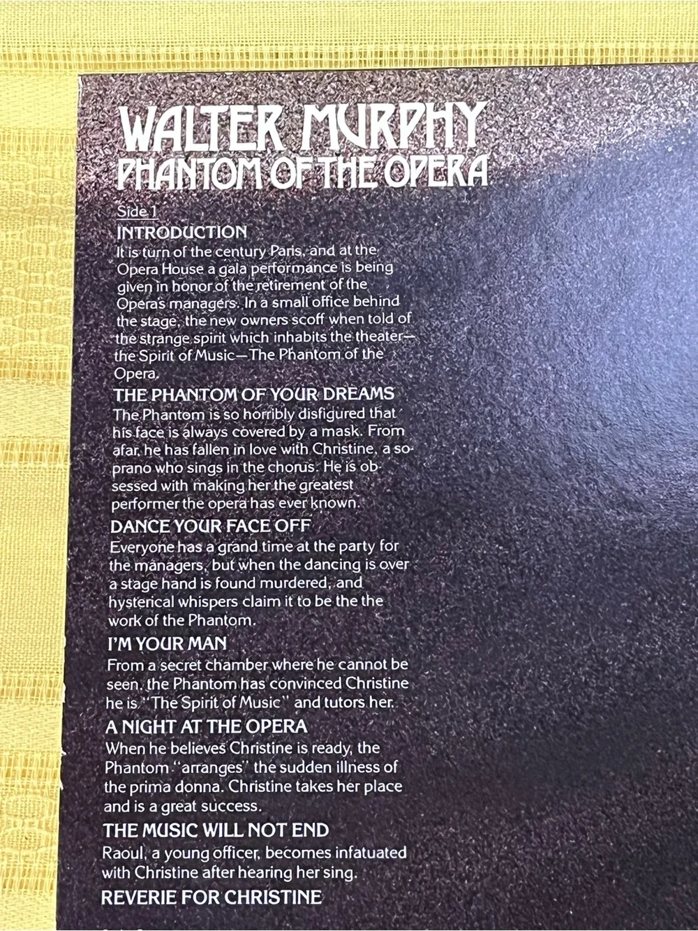🎭 Rare! Vintage 1978 Walter Murphy “Phantom of the Opera” Vinyl LP!